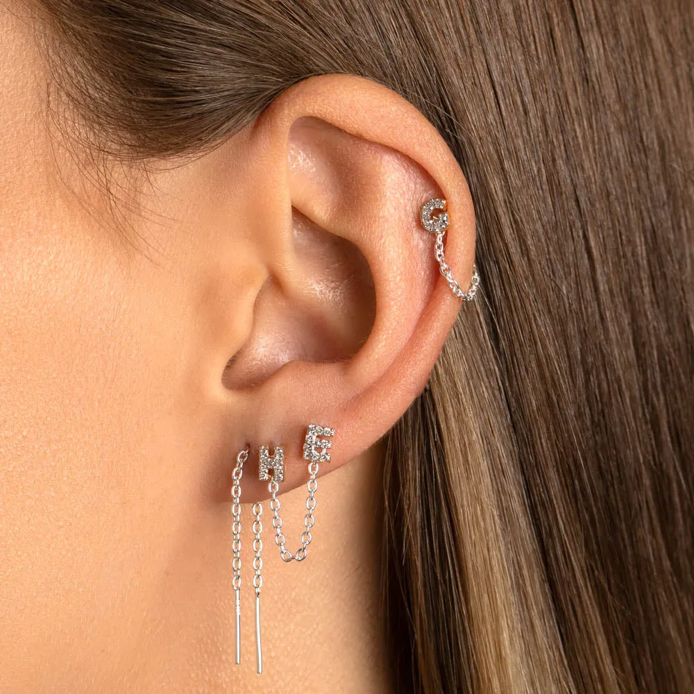 Bar Threader Earrings in Silver
