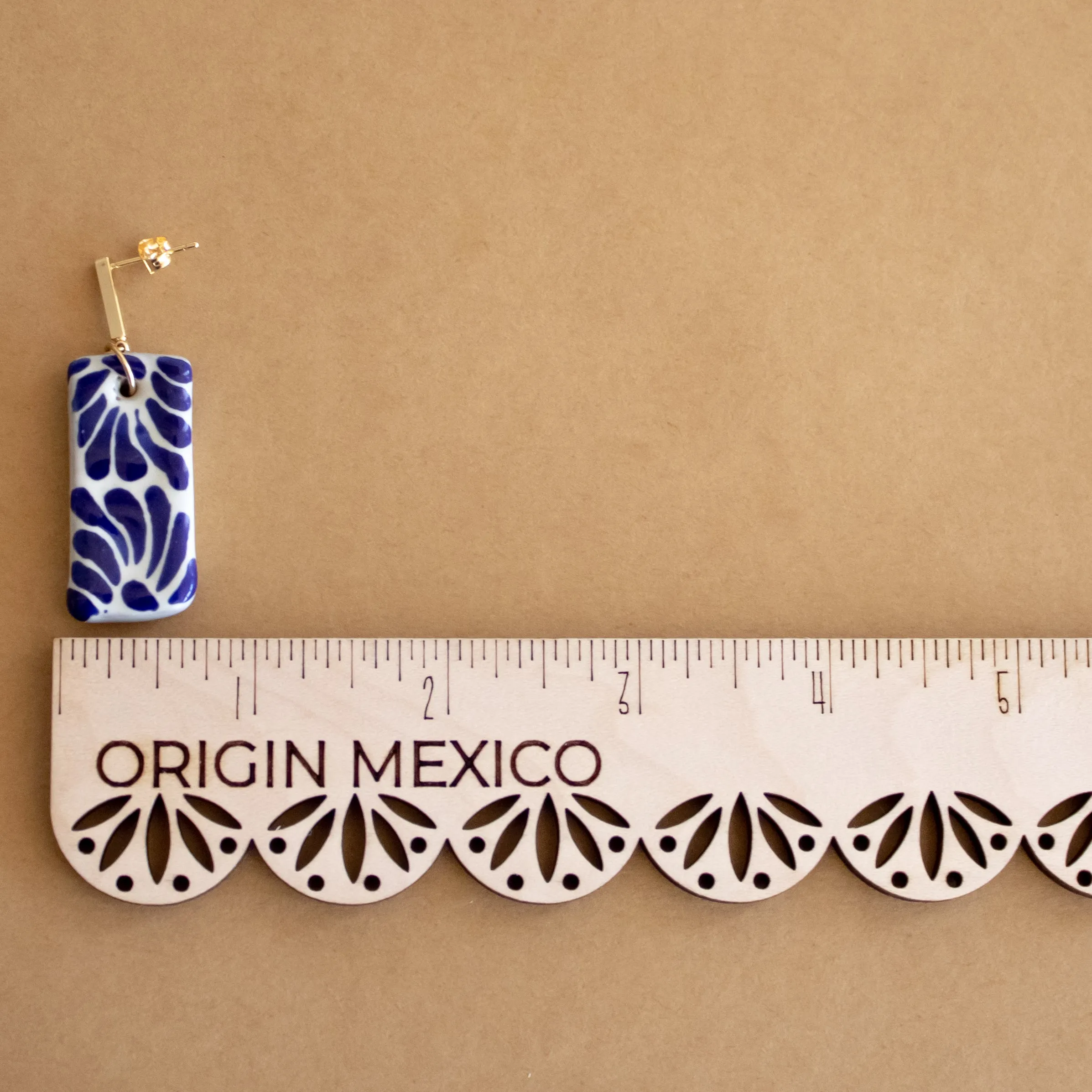 Beatriz Earrings - 14K Gold Plated Blue Talavera