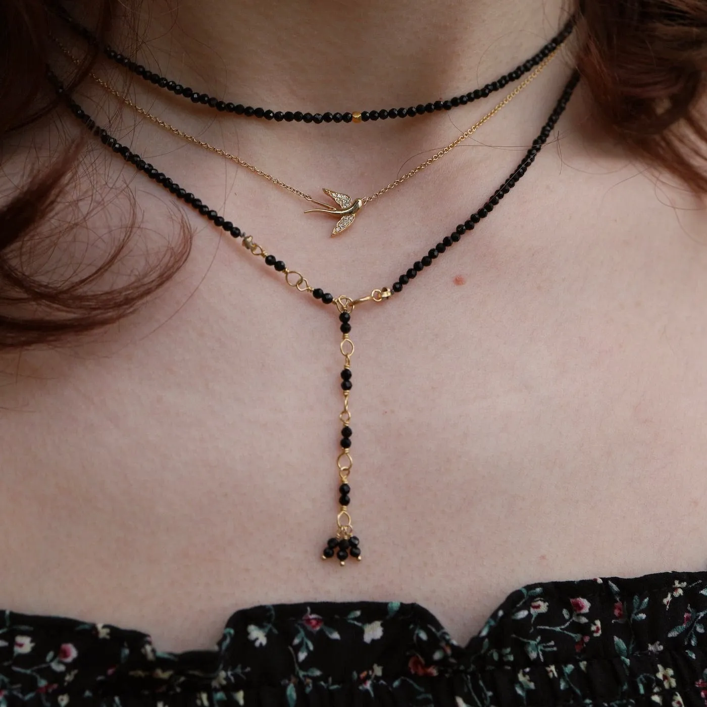 Black Spinel Wrap Bracelet & Necklace