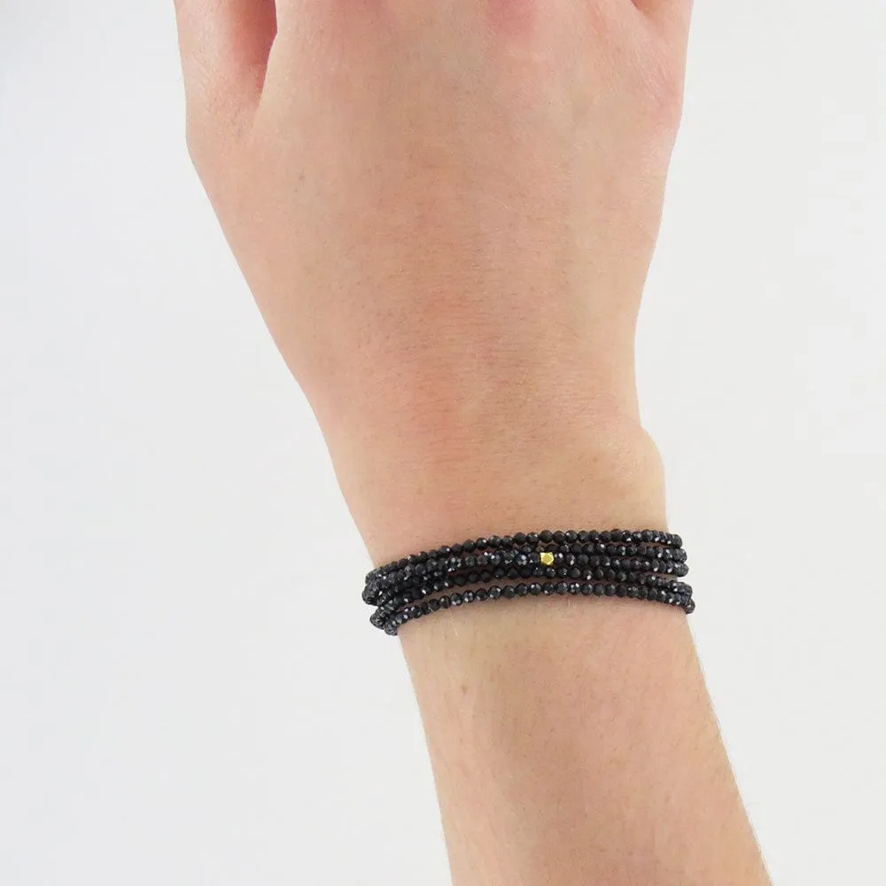 Black Spinel Wrap Bracelet & Necklace