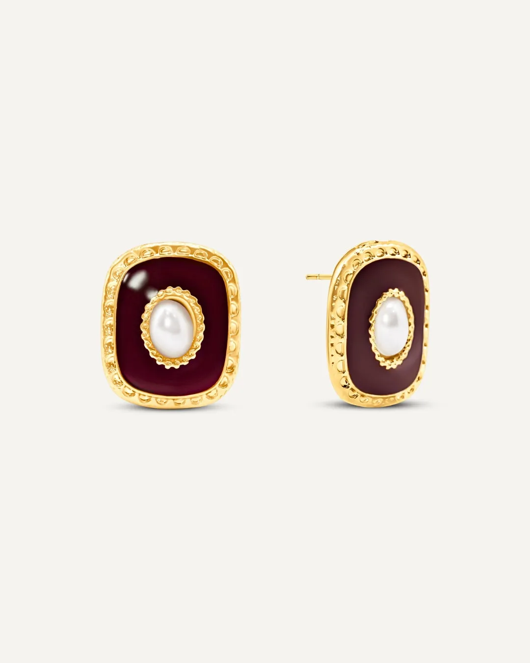 Blaze Pearl Earrings - Red