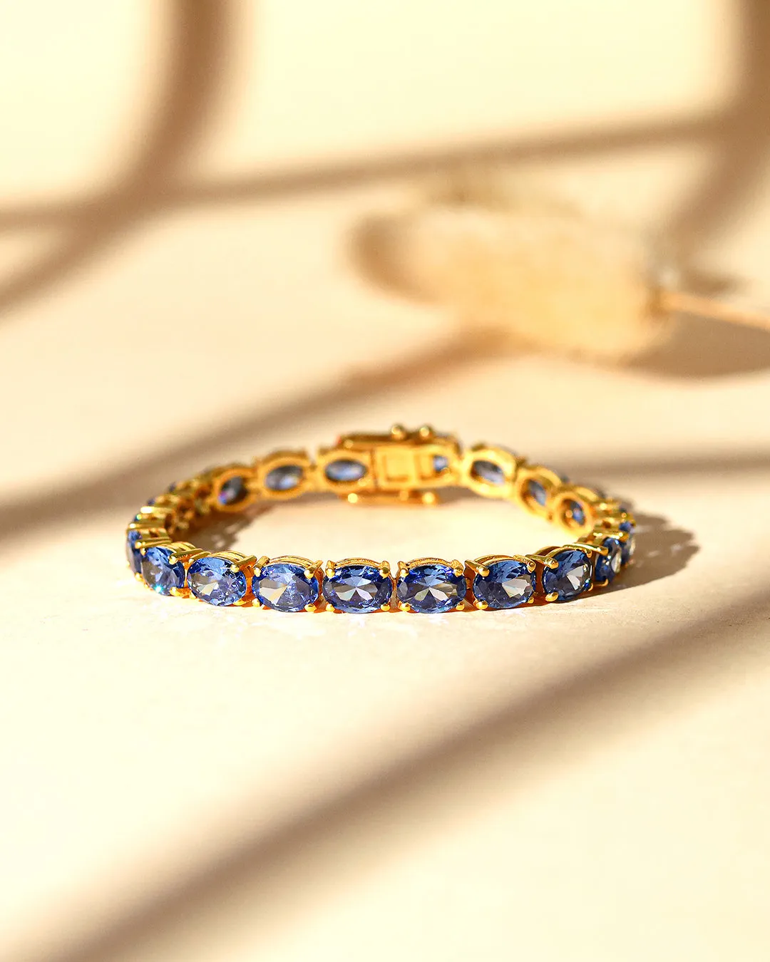 Blue Sapphire Zirconia Oval Tennis Bracelet