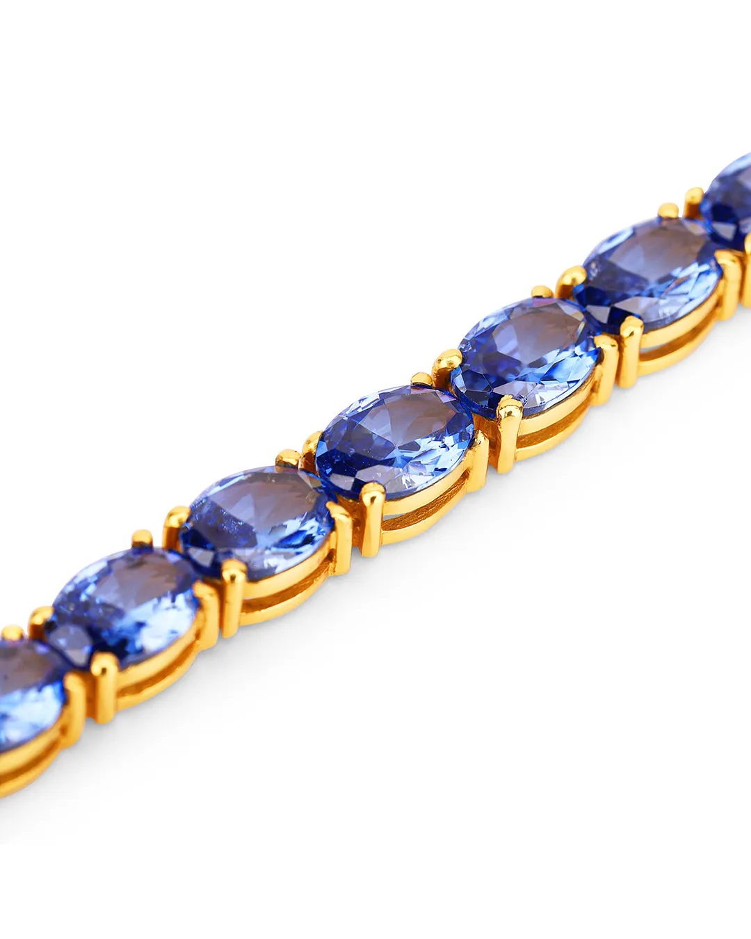Blue Sapphire Zirconia Oval Tennis Bracelet