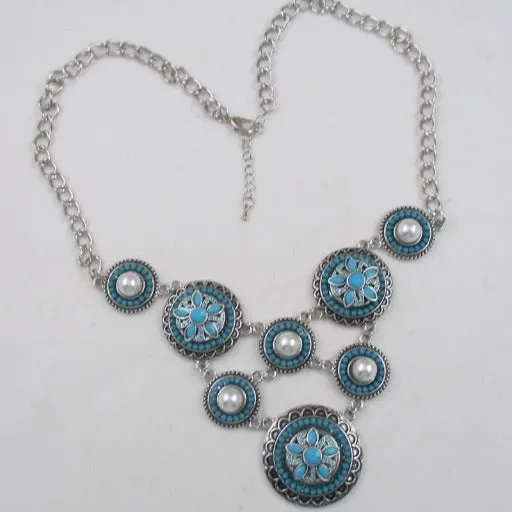 Boho Turquoise Multi Charm Southwestern Style Necklace