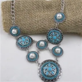 Boho Turquoise Multi Charm Southwestern Style Necklace