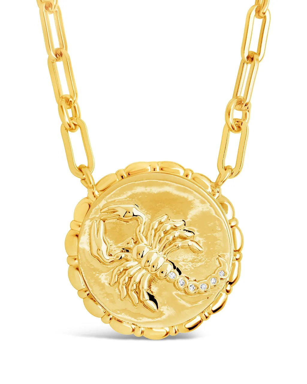 Bold CZ Zodiac Link Pendant Necklace