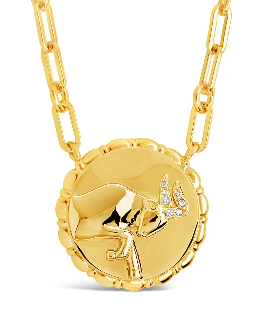Bold CZ Zodiac Link Pendant Necklace