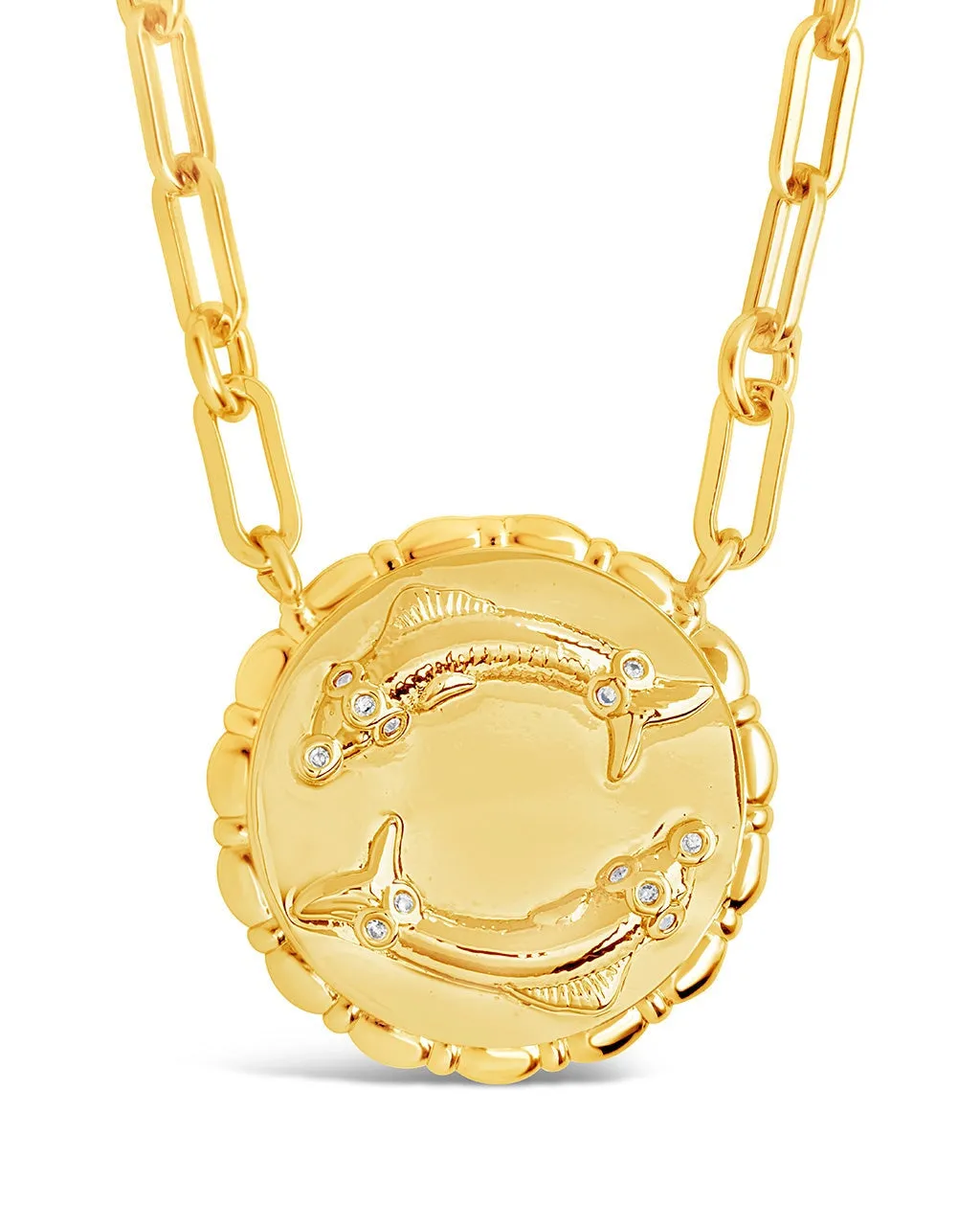 Bold CZ Zodiac Link Pendant Necklace