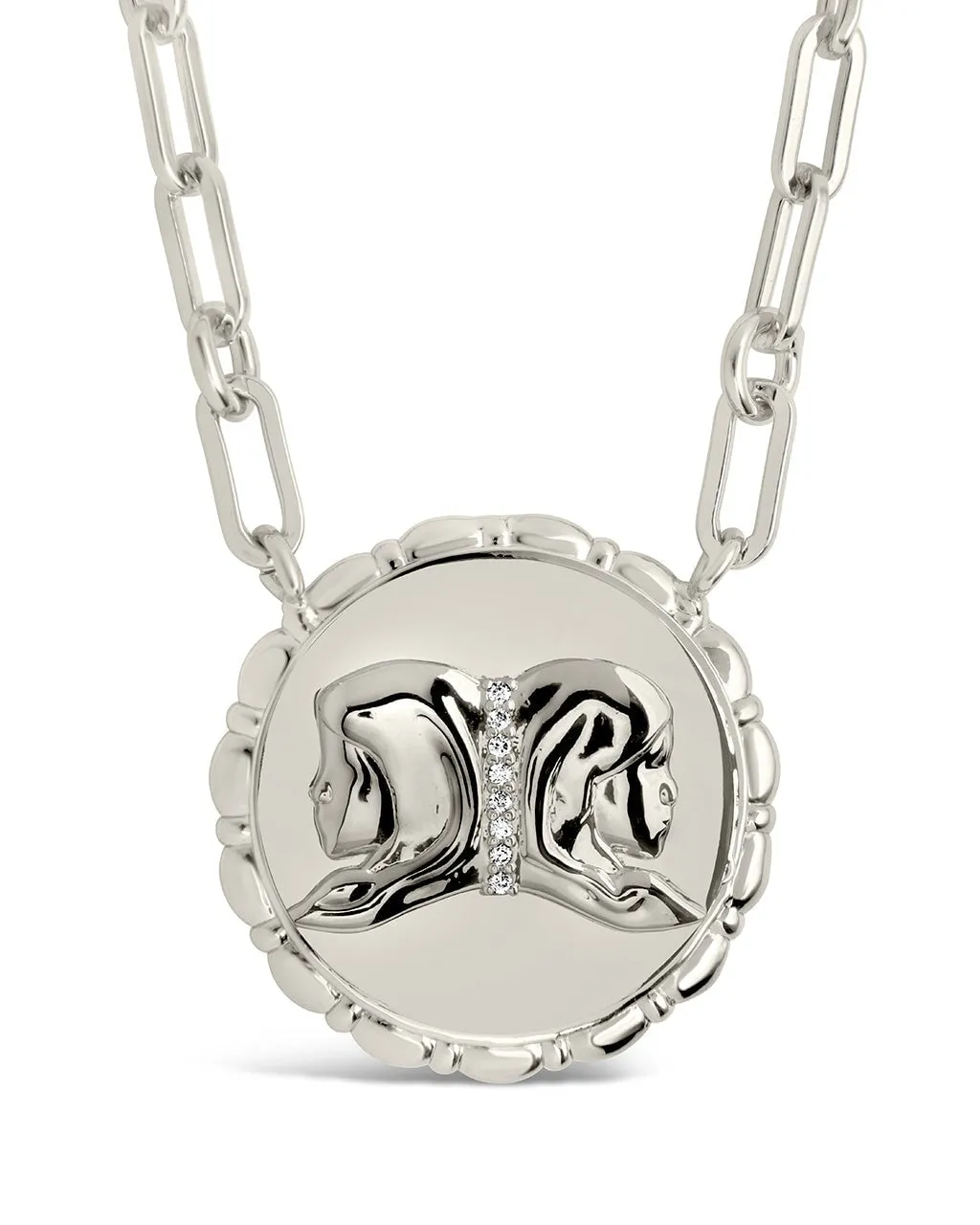 Bold CZ Zodiac Link Pendant Necklace