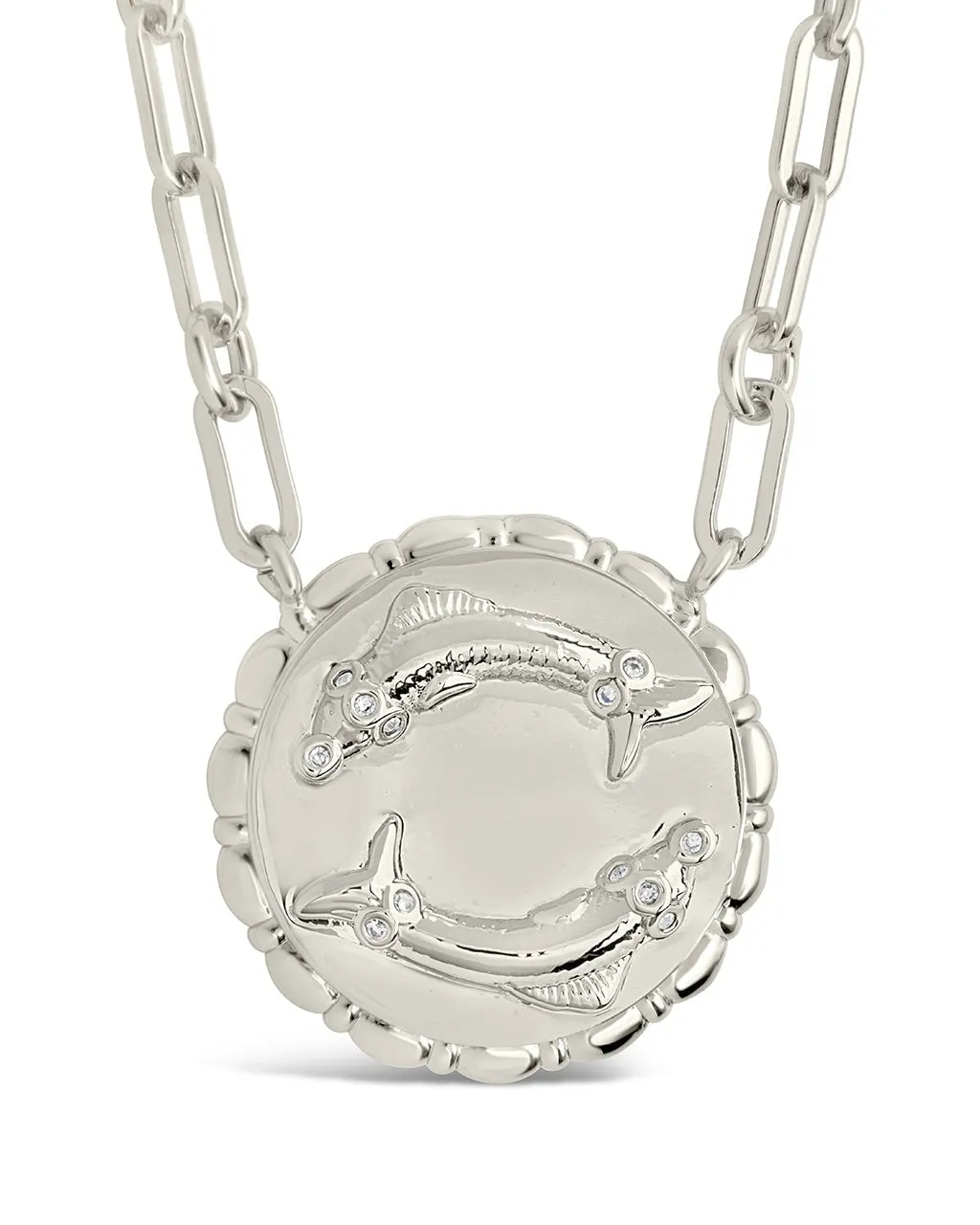 Bold CZ Zodiac Link Pendant Necklace