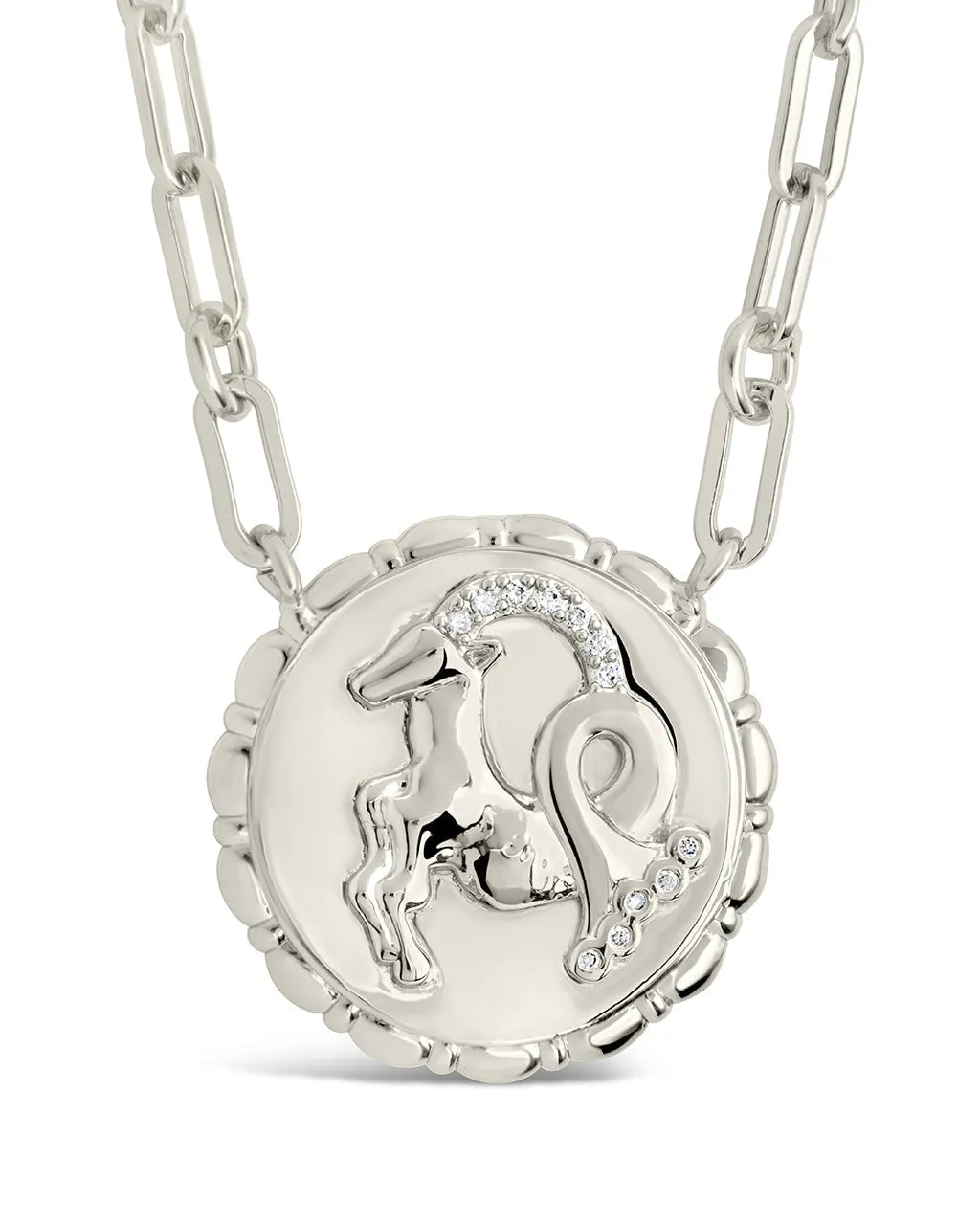Bold CZ Zodiac Link Pendant Necklace