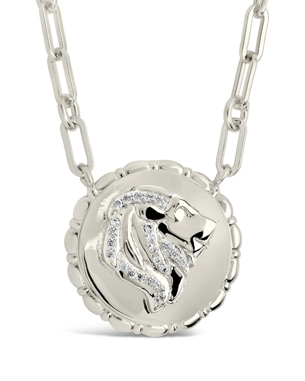 Bold CZ Zodiac Link Pendant Necklace