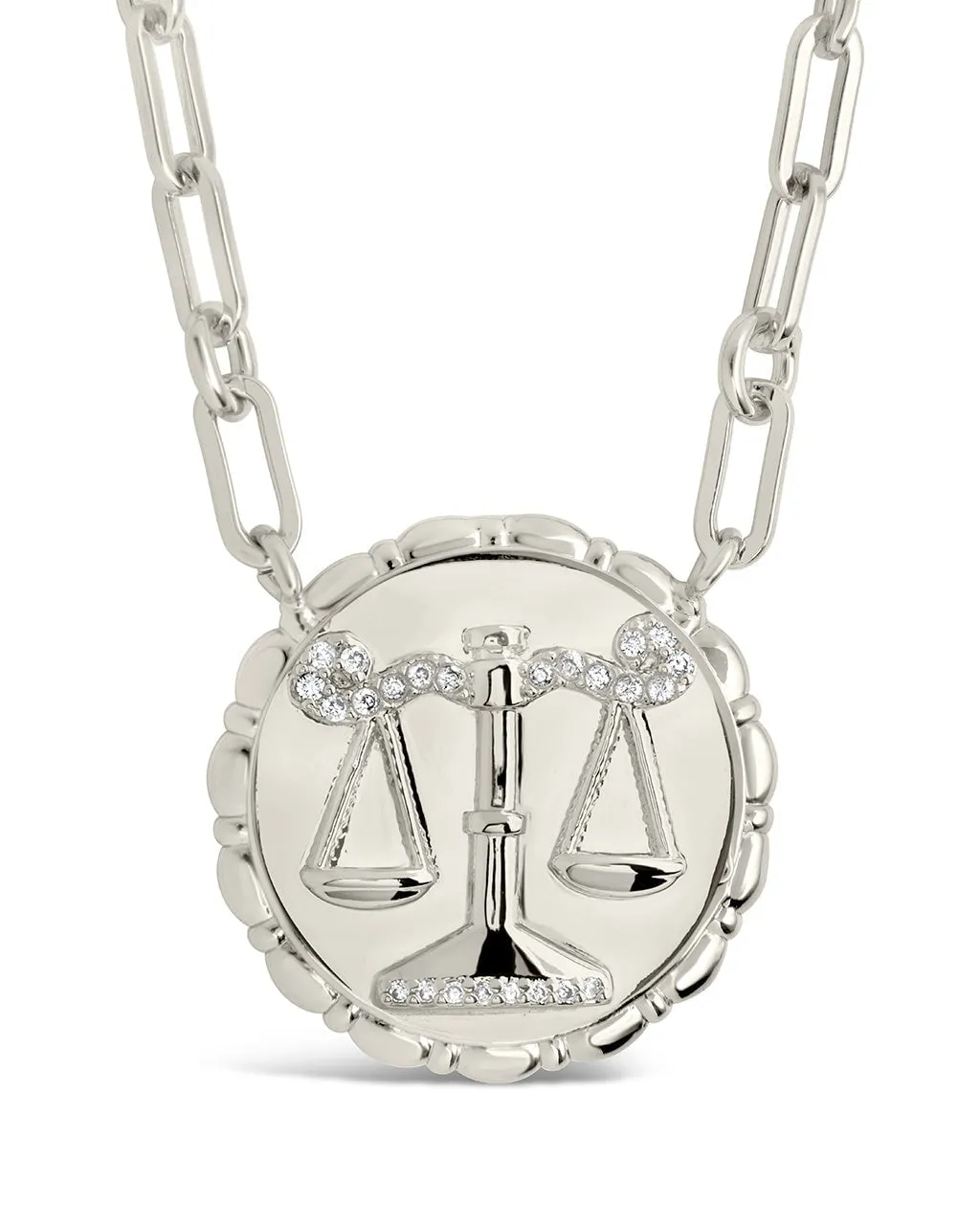 Bold CZ Zodiac Link Pendant Necklace