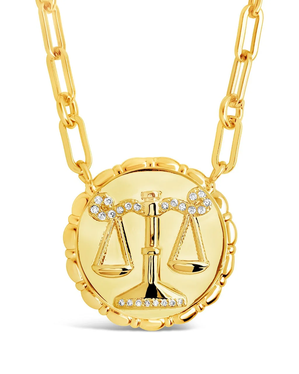 Bold CZ Zodiac Link Pendant Necklace