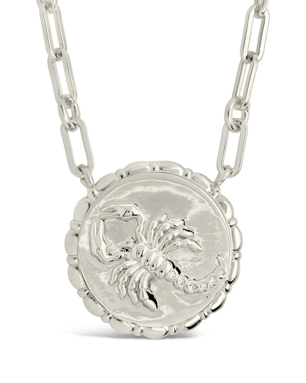 Bold CZ Zodiac Link Pendant Necklace