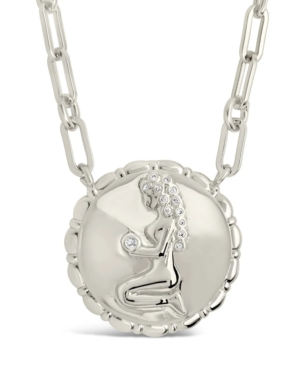 Bold CZ Zodiac Link Pendant Necklace
