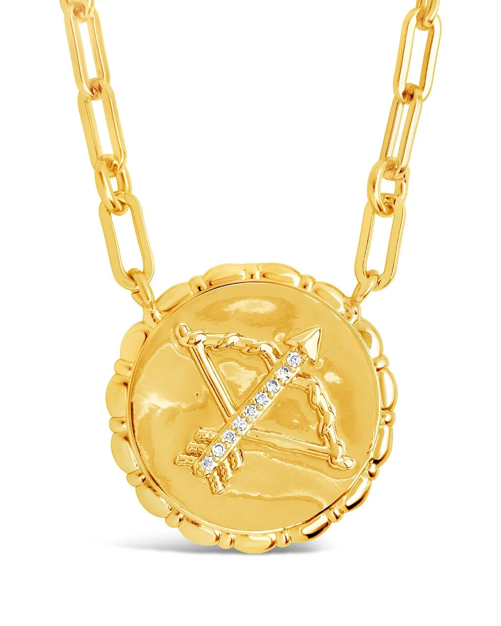 Bold CZ Zodiac Link Pendant Necklace