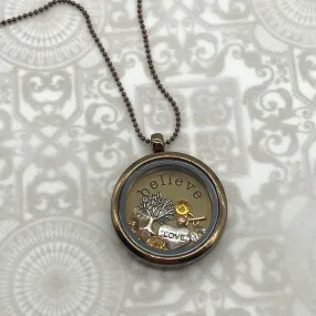 Bronze Believe Memory Locket with Topaz Cubic Zirconia