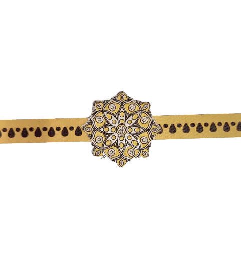Canvas Design Mandala Yellow Rakhi/Band For Kids Ages 3-12 Years