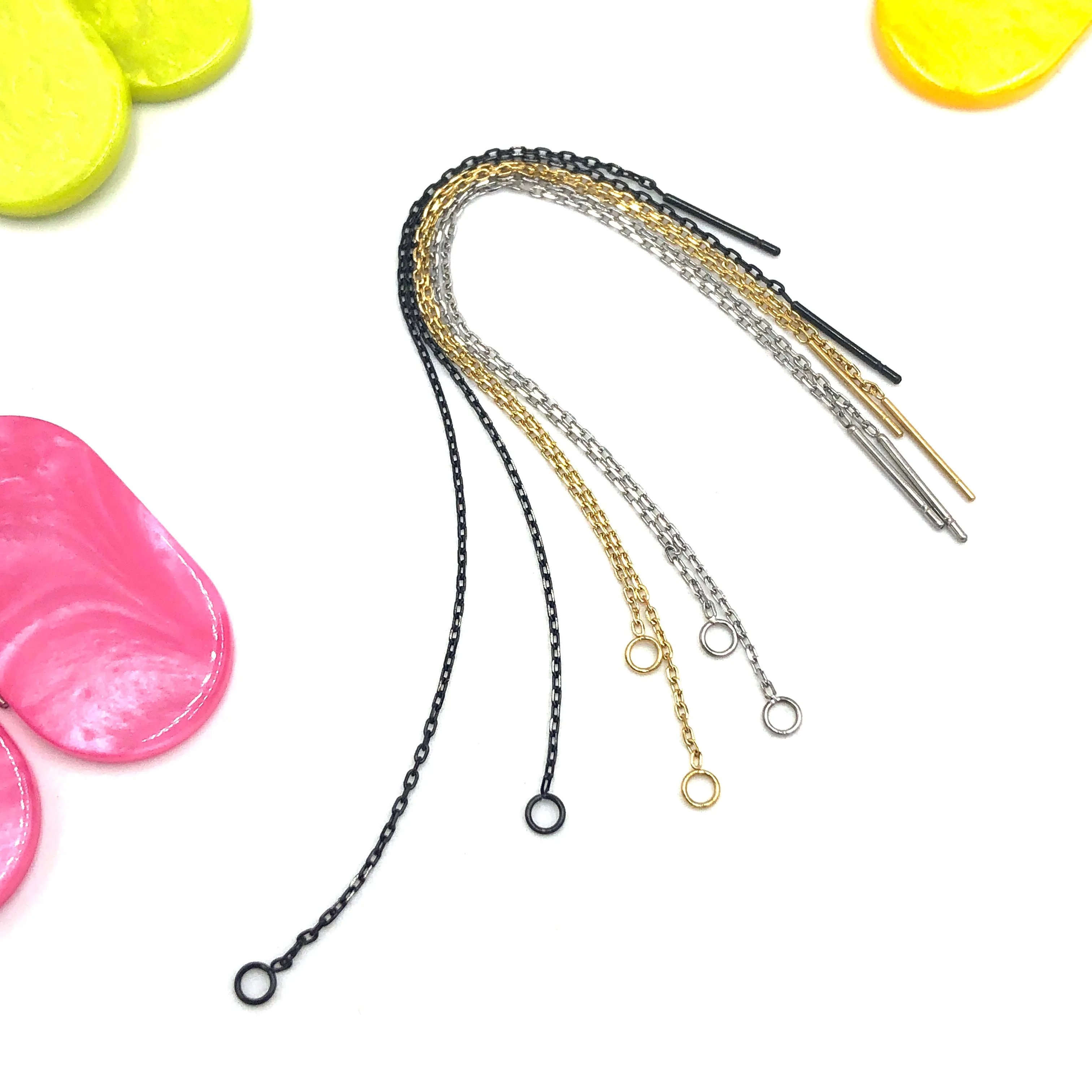Citrus Yellow Moonglow Spike Threader Earrings