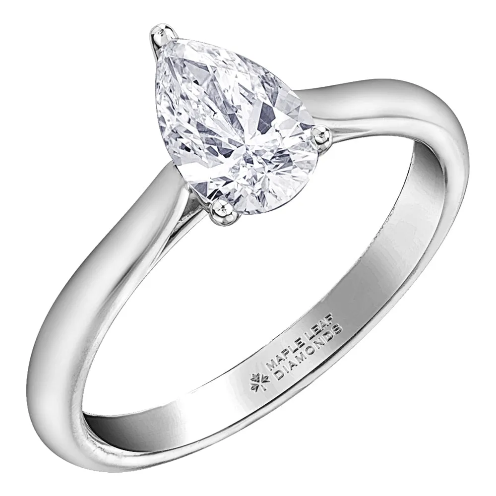 Classic Canadian Pear Solitaire Diamond Ring