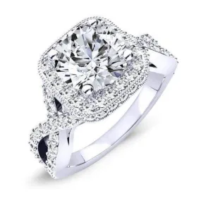 Clover - Round Moissanite Engagement Ring