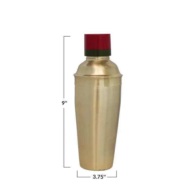 Cocktail Shaker - Stainless  Gold Red/Green Top