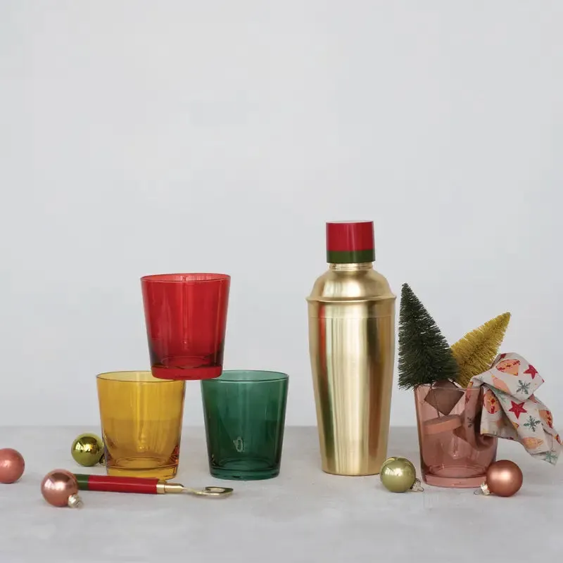 Cocktail Shaker - Stainless  Gold Red/Green Top