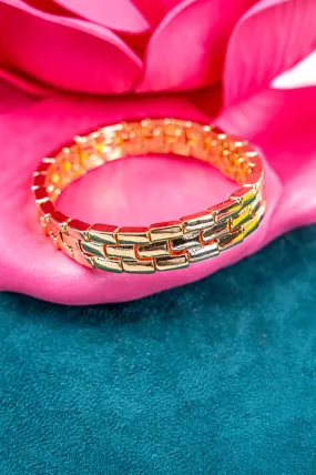 Crystal Avenue Goldtone Brick Link Chain Bracelet