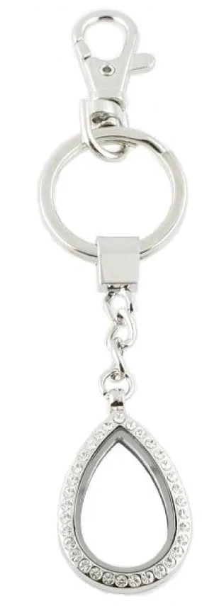 Crystal Teardrop Floating Charm Locket Key Chain