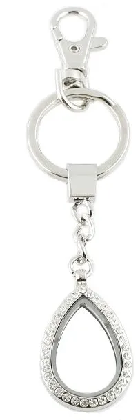 Crystal Teardrop Floating Charm Locket Key Chain