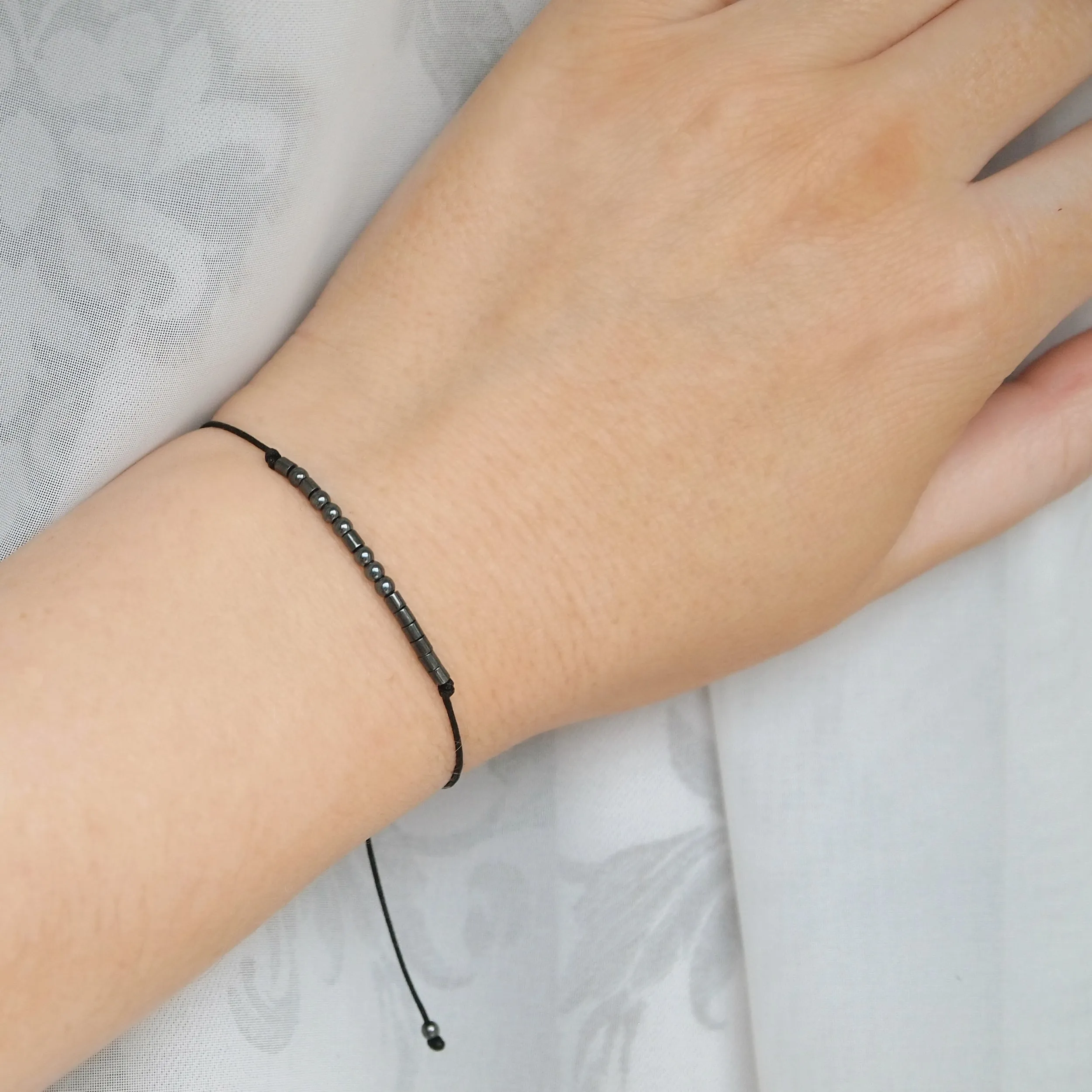 Custom words morse code bracelets, set of 2