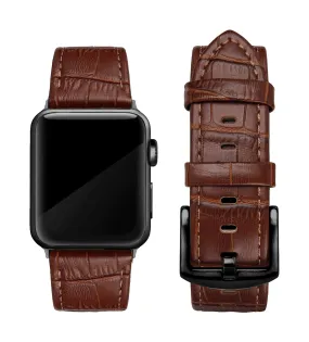 Dark Brown Alligator Print Strap / Space Grey Buckle - 38mm, 40mm, 42mm, 44mm