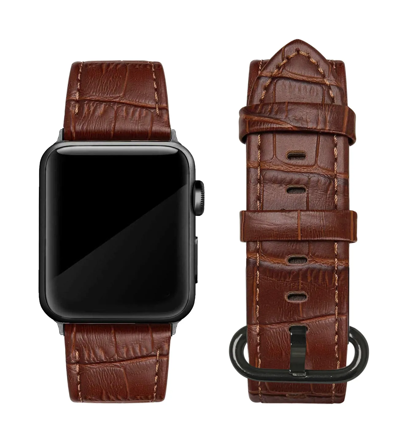 Dark Brown Alligator Print Strap / Space Grey Buckle - 38mm, 40mm, 42mm, 44mm