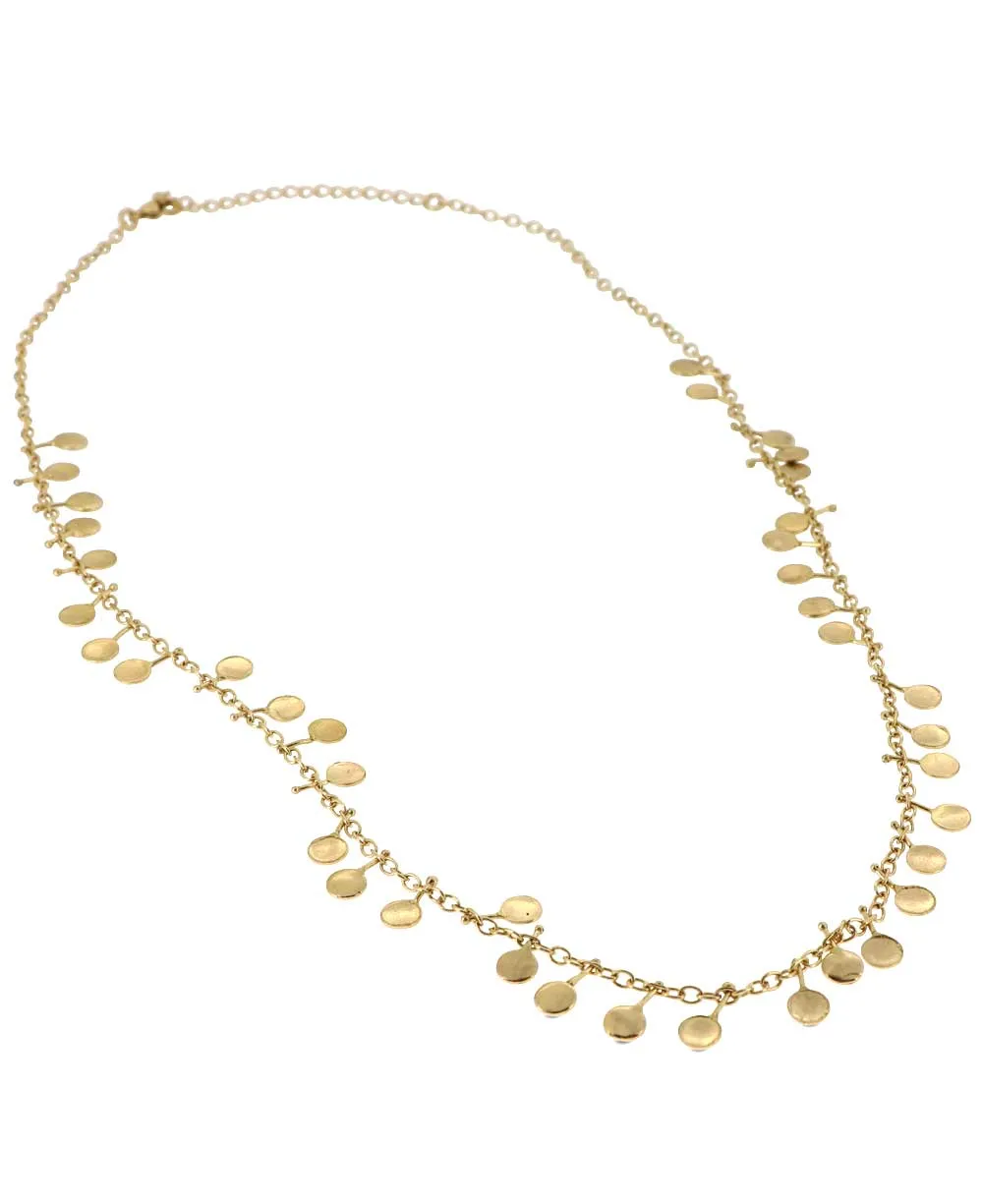 Delicate Brass Necklace with Dangling Discs