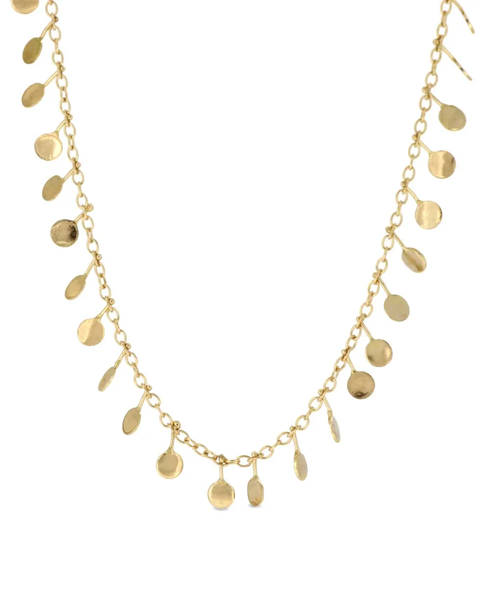 Delicate Brass Necklace with Dangling Discs