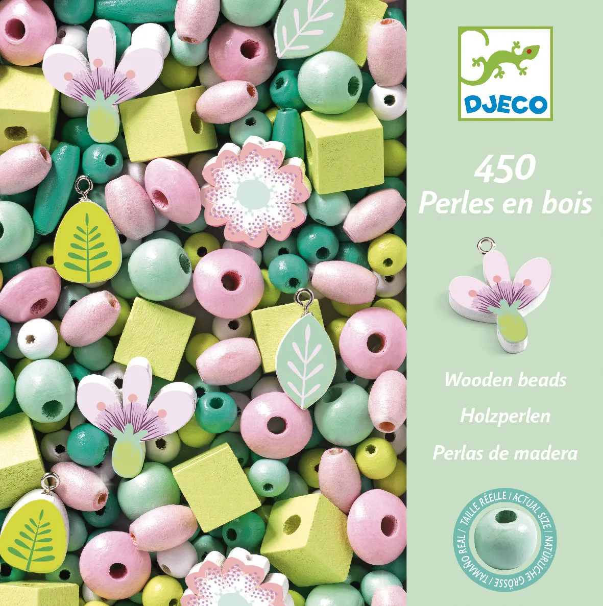 Djeco Wooden Beads – Flowers & Leaves