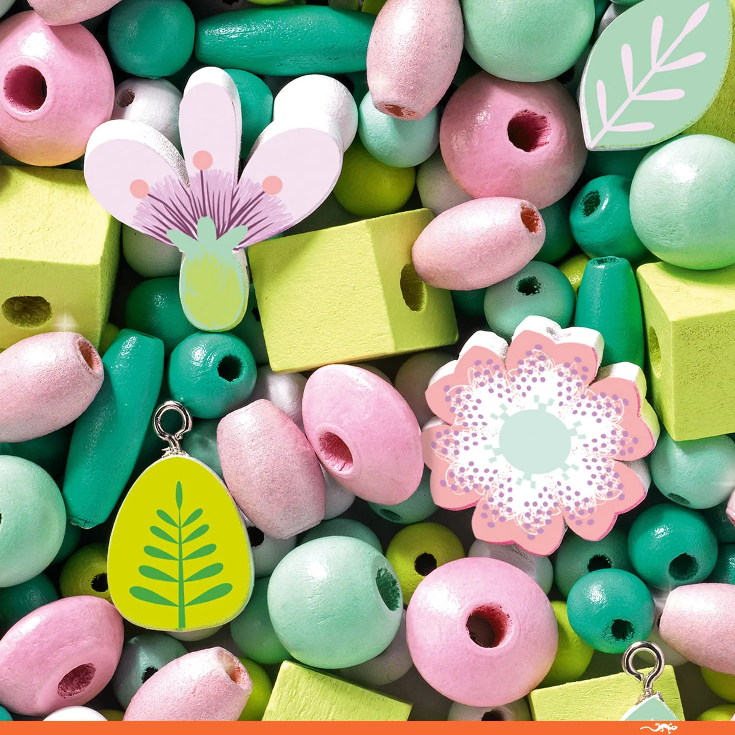 Djeco Wooden Beads – Flowers & Leaves