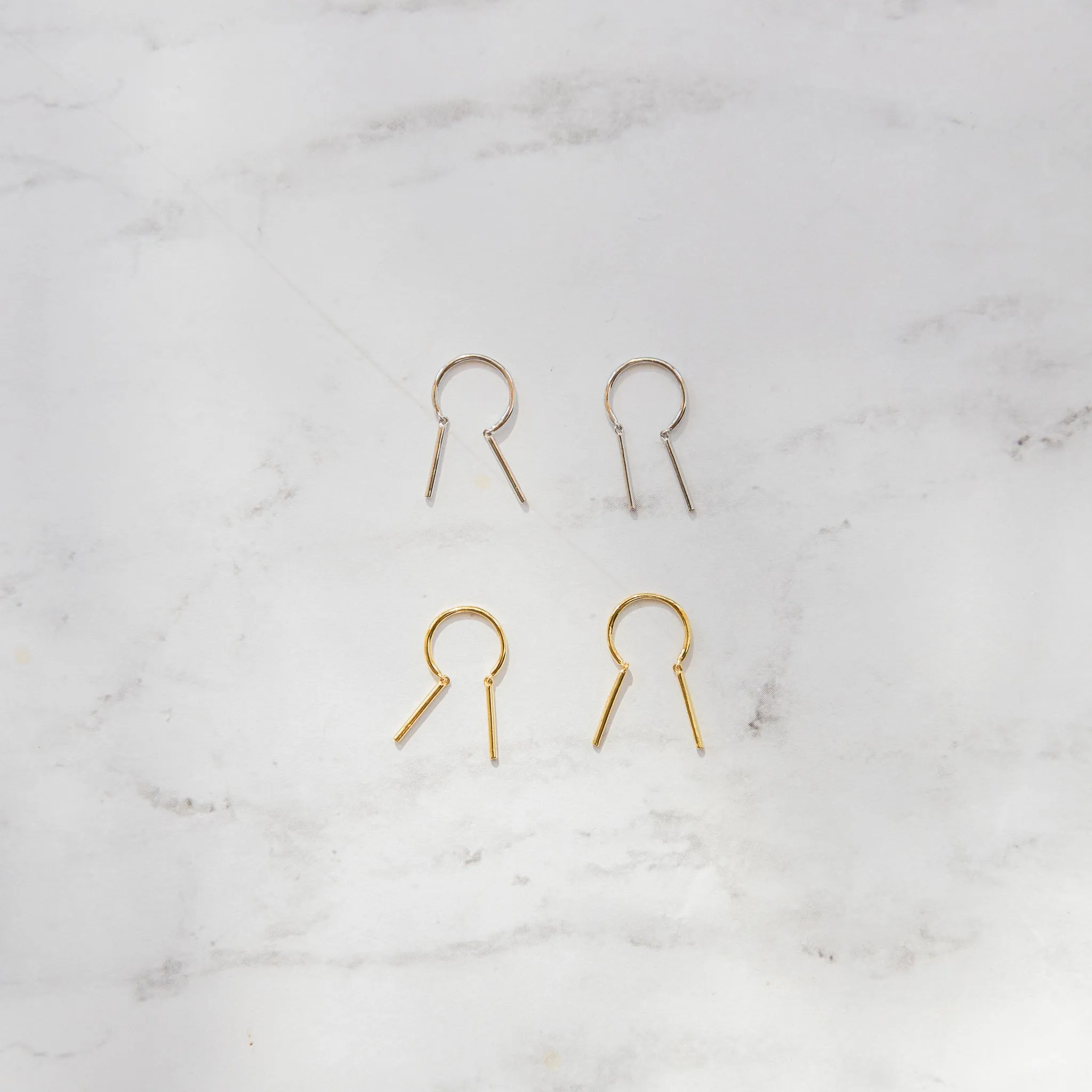 Double Bar Open Hoop Earrings