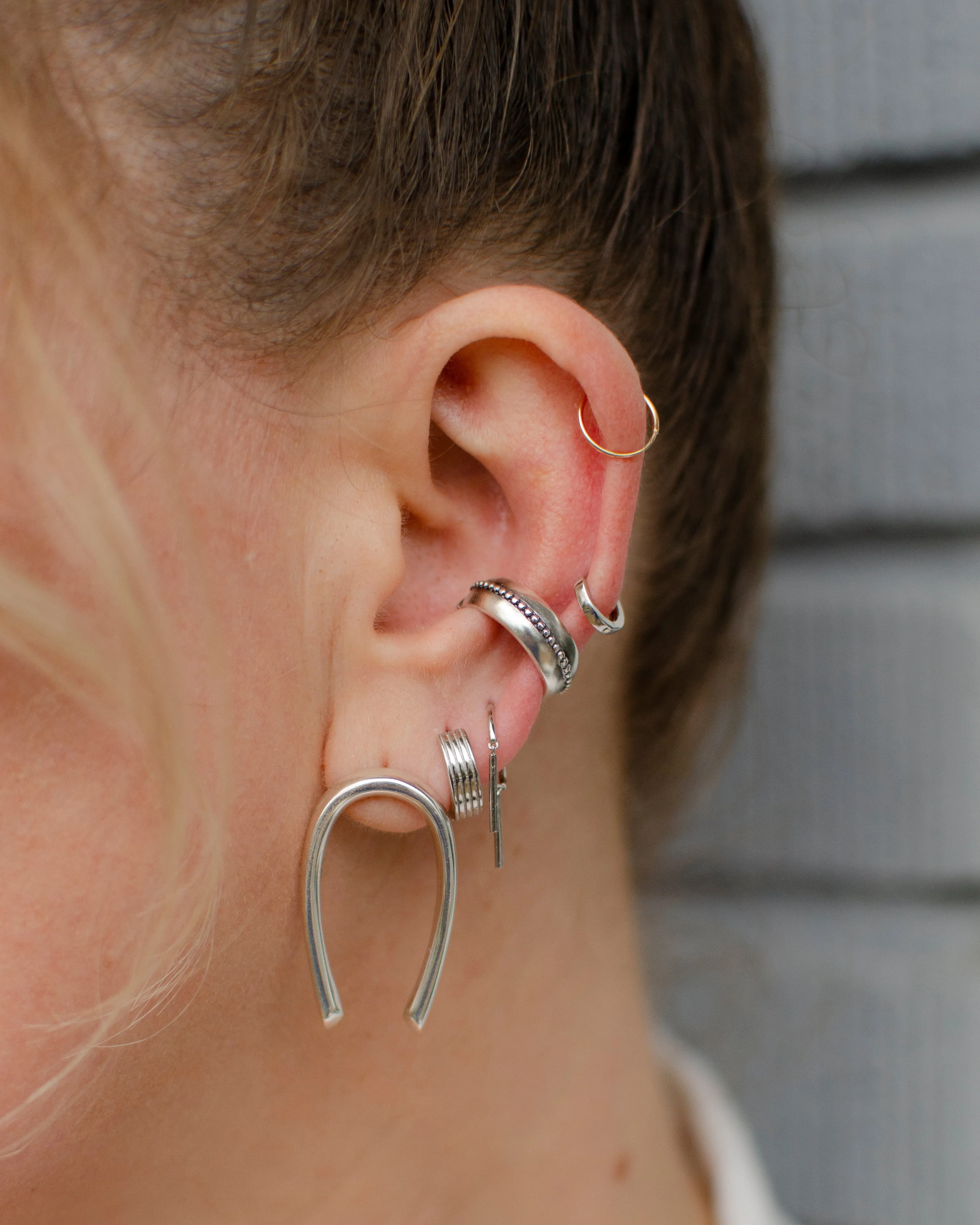 Double Bar Open Hoop Earrings
