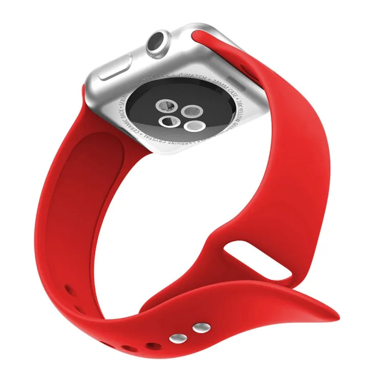 Double Rivets Silicone Watch Band for Apple Watch Series 3 & 2 & 1 42mm(Red)