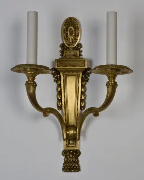 E. F. Caldwell Sconce with Beaded and Bellflower Details