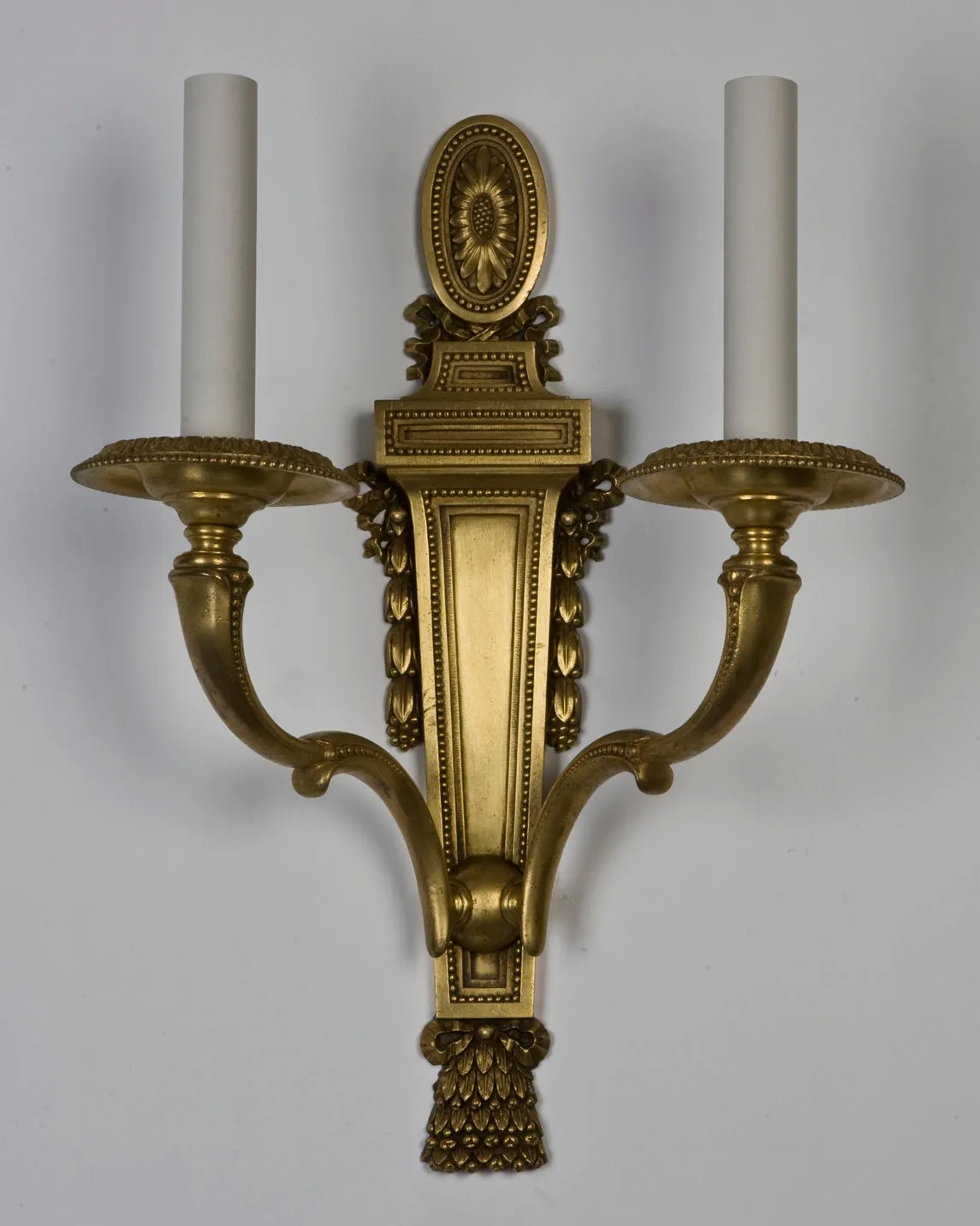 E. F. Caldwell Sconce with Beaded and Bellflower Details