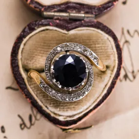 Edwardian Sapphire & Diamond Swirl Ring
