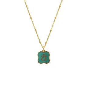 Enamel Medal Necklace with Heart Chakra Motif by Mirabelle