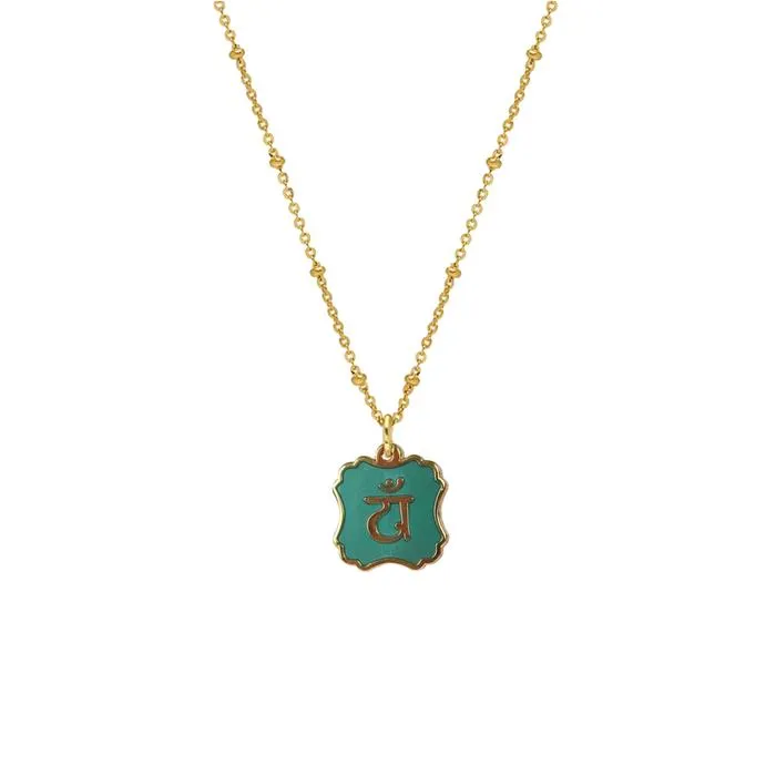 Enamel Medal Necklace with Heart Chakra Motif by Mirabelle