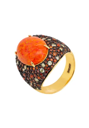 Esmeralda Fire Opal Cocktail Ring Gold