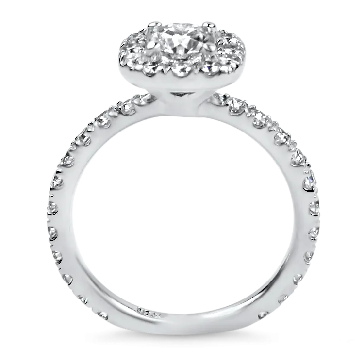 Estate 18k White Gold Round Halo Diamond Engagement Ring