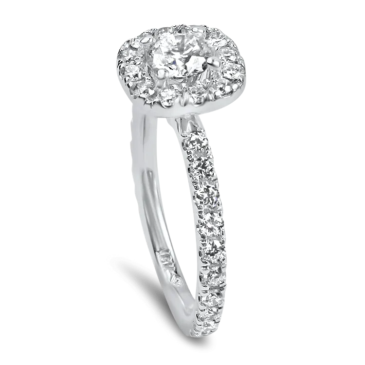 Estate 18k White Gold Round Halo Diamond Engagement Ring