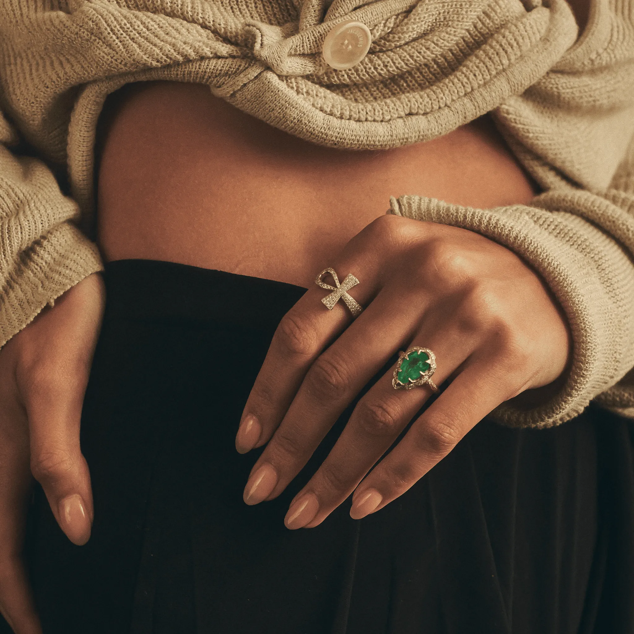 Eternal Ankh Full Pavé Ring | Ready to Ship